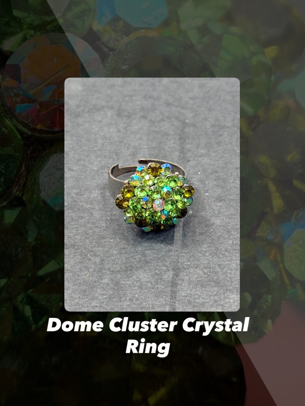 EUC Dome Cluster Crystal Ring